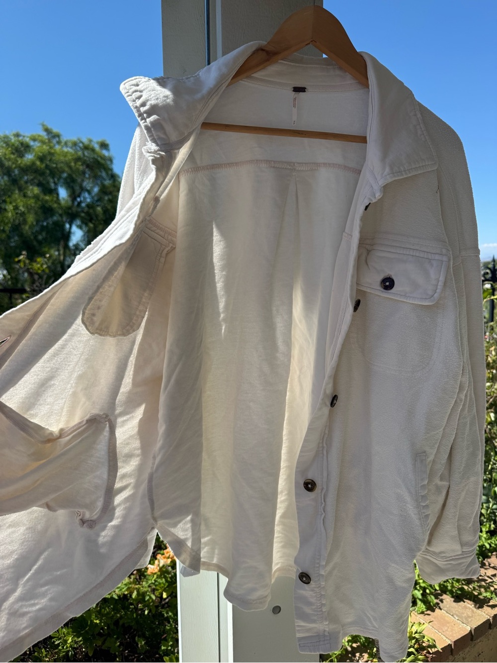 Free People Cream Button-Front Jean Jacket - Picture 2 of 5
